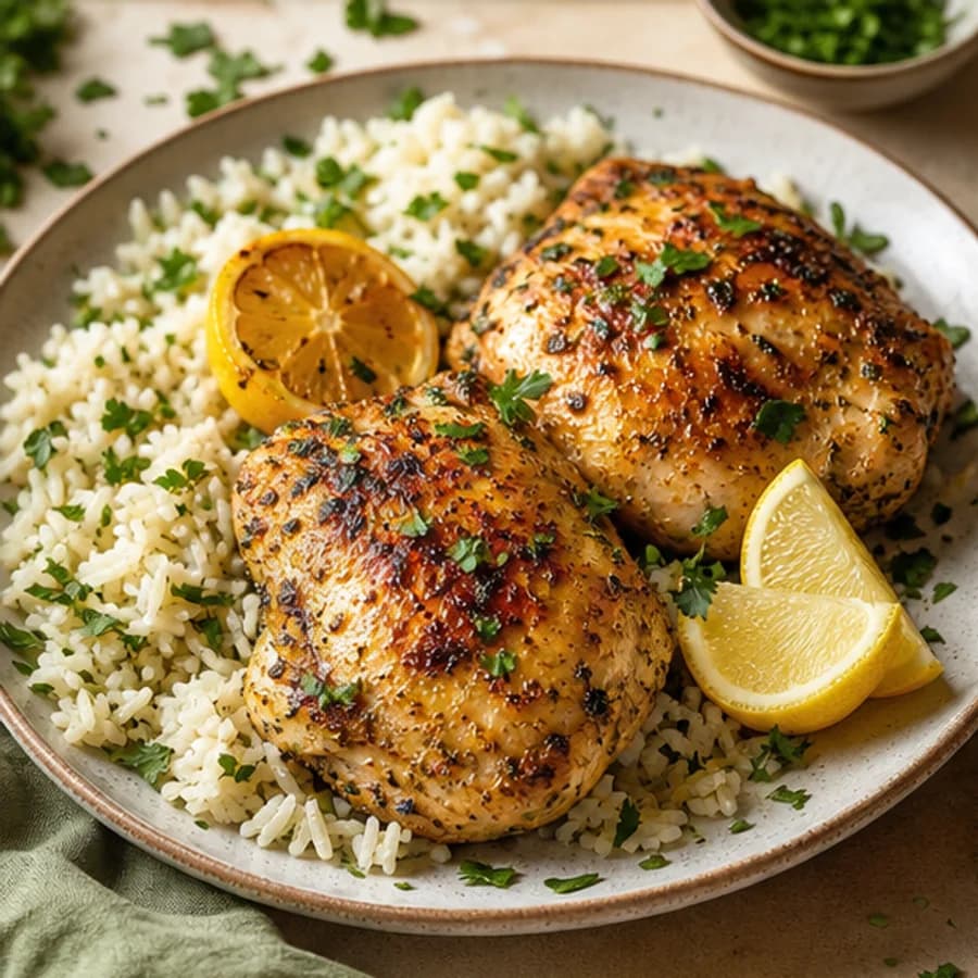 Lemon chicken with herby rice planned by Mise